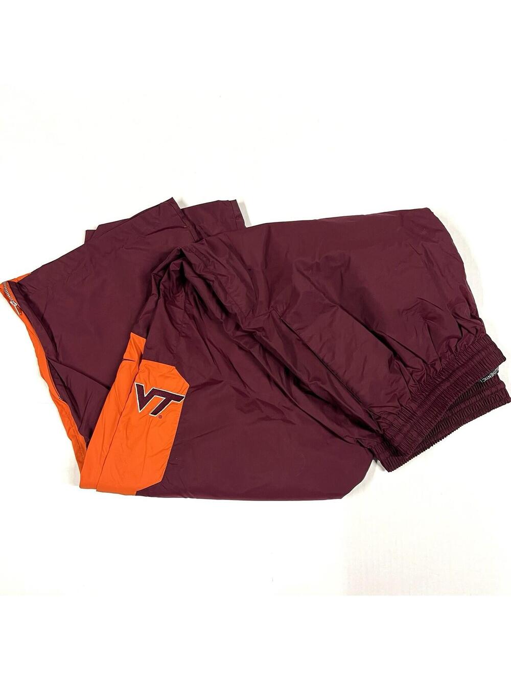 VTG Nike Team Virginia Tech Hokies Windbreaker Pants Sz 3XL Maroon Orange VT ‘04